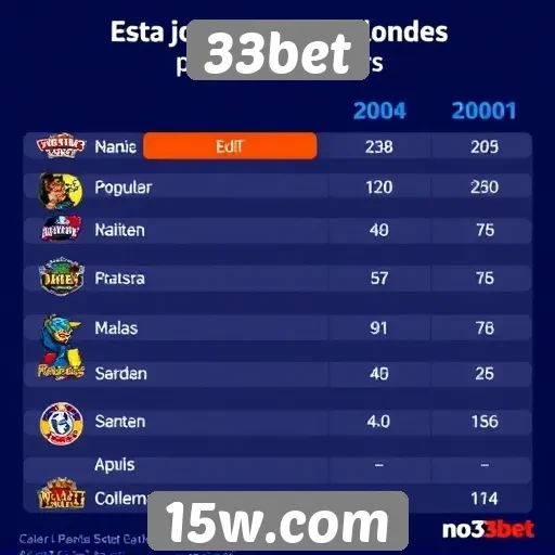 Estatísticas de jogos mais populares no 33bet